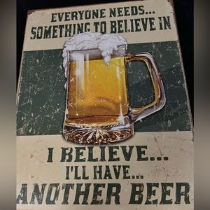 Beer Drinking Tin Sign